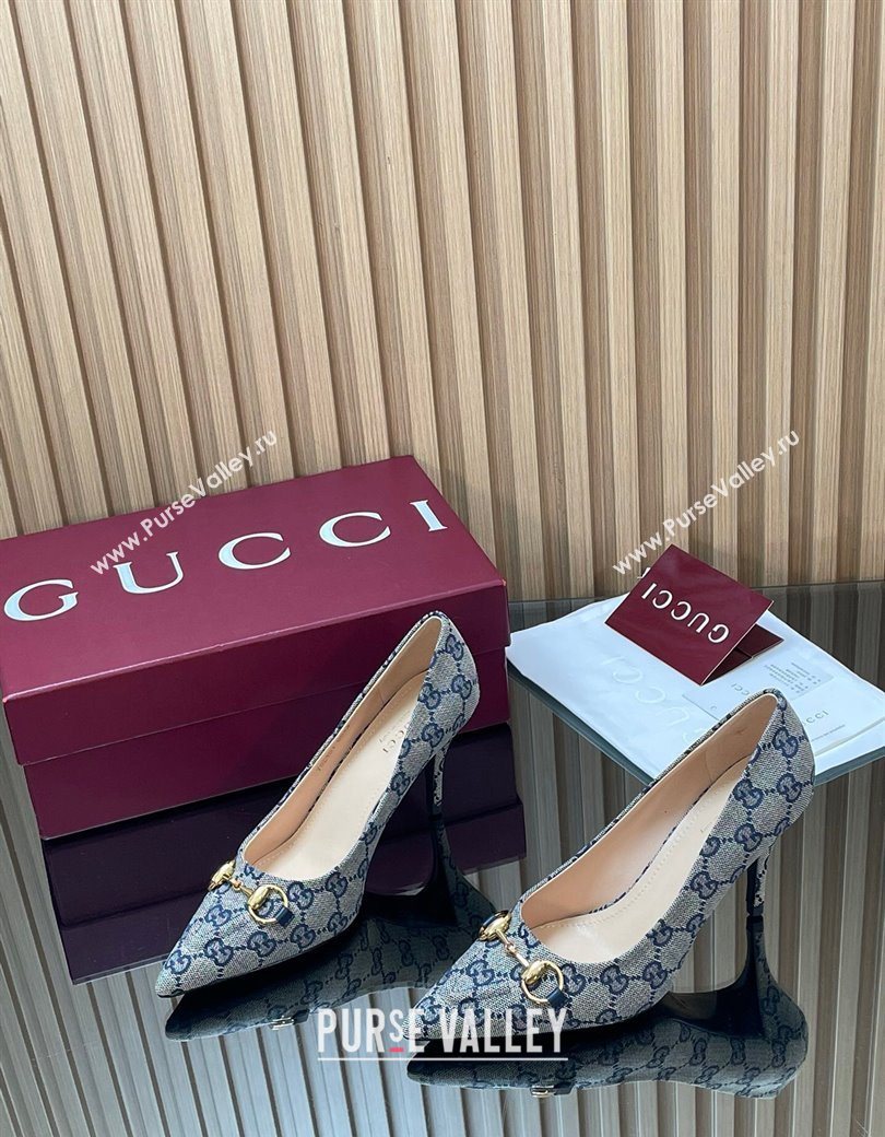 Gucci GG Canvas Pumps 8.5cm with Horsebit Grey 2025 853466 (MD-251218061)