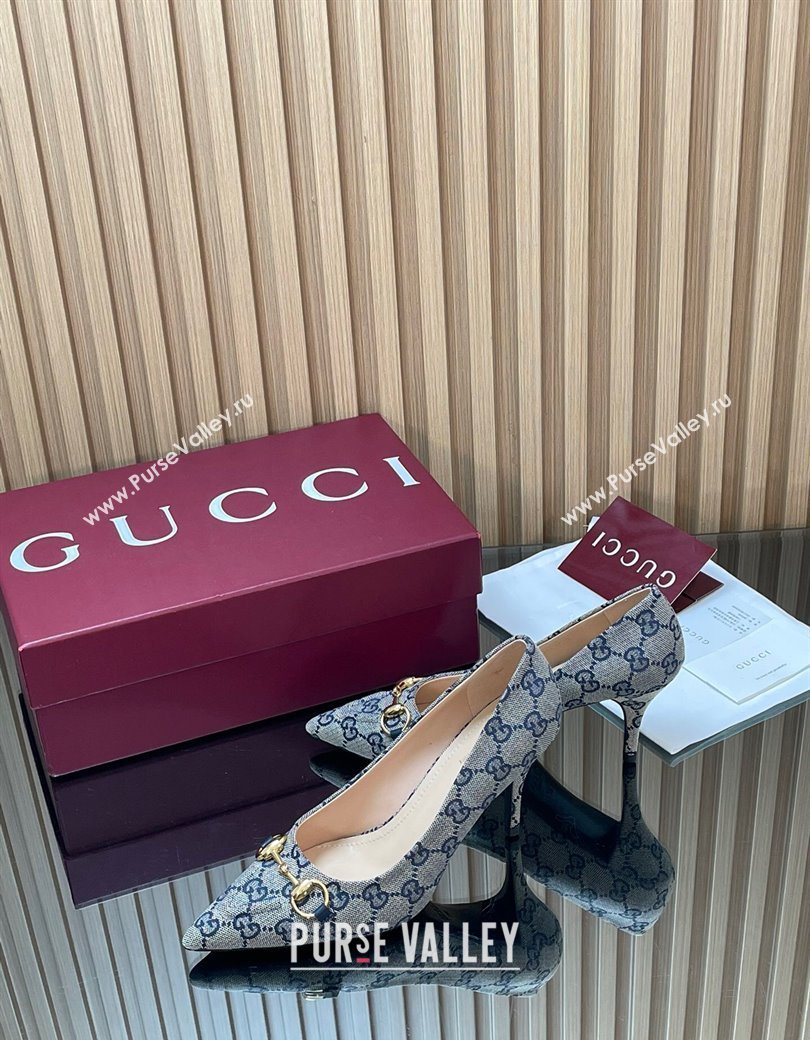 Gucci GG Canvas Pumps 8.5cm with Horsebit Grey 2025 853466 (MD-251218061)