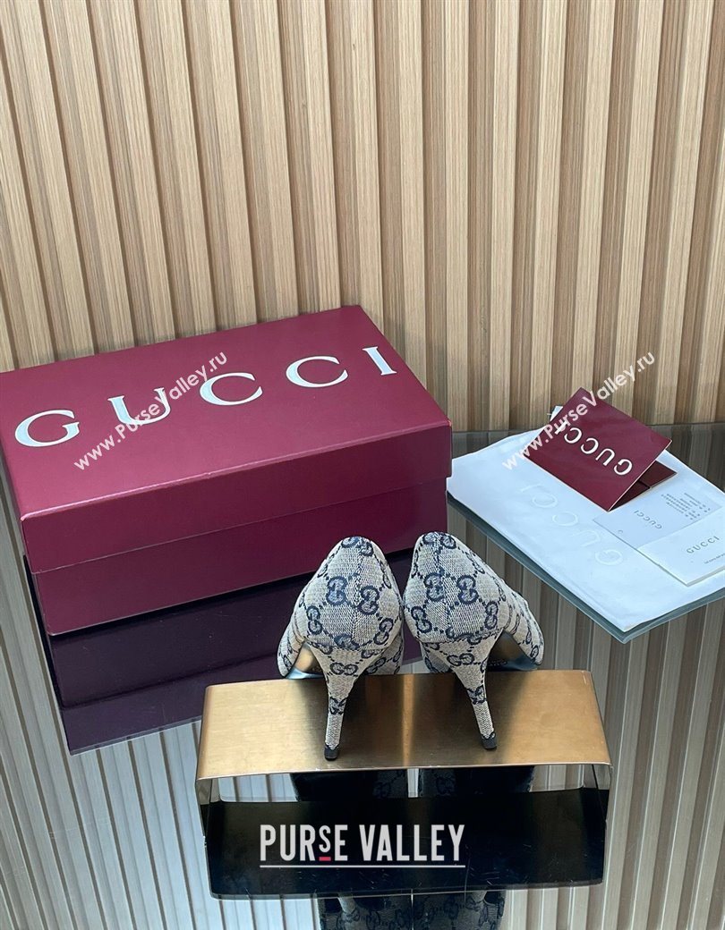Gucci GG Canvas Pumps 8.5cm with Horsebit Grey 2025 853466 (MD-251218061)