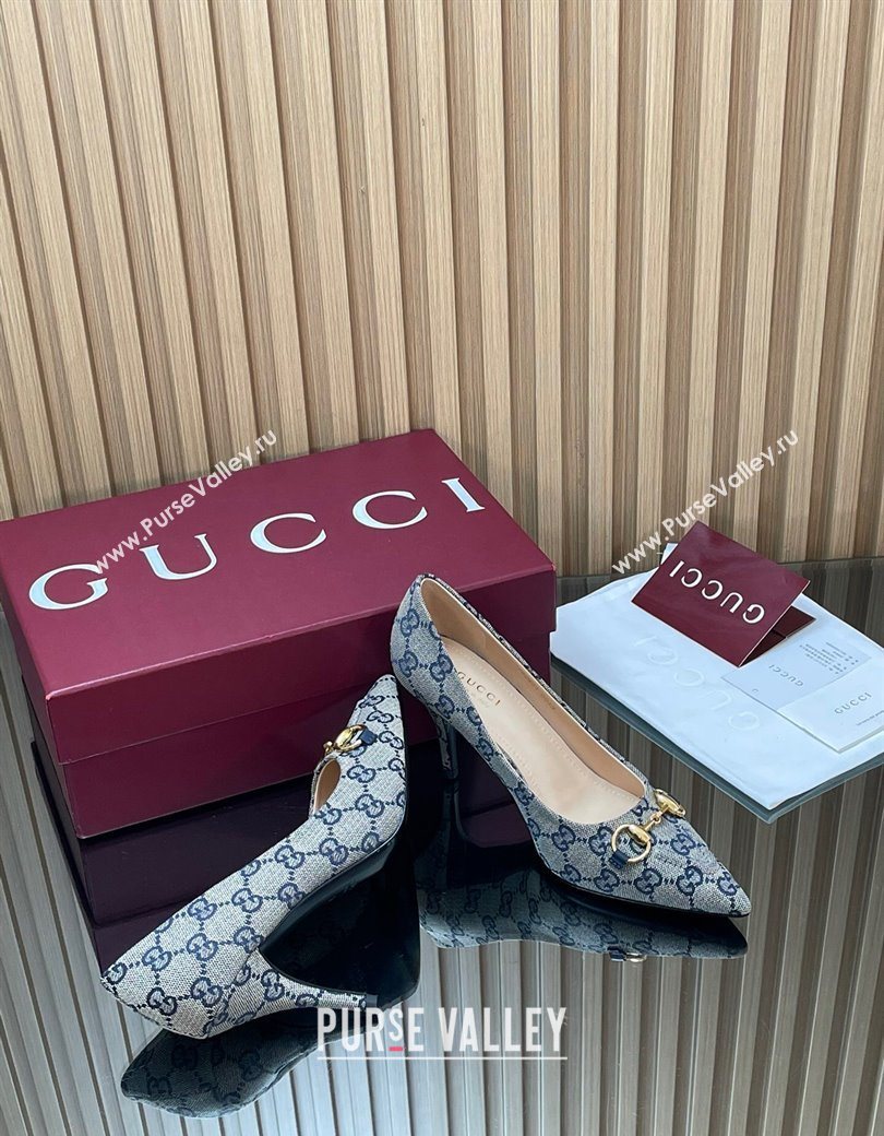 Gucci GG Canvas Pumps 8.5cm with Horsebit Grey 2025 853466 (MD-251218061)