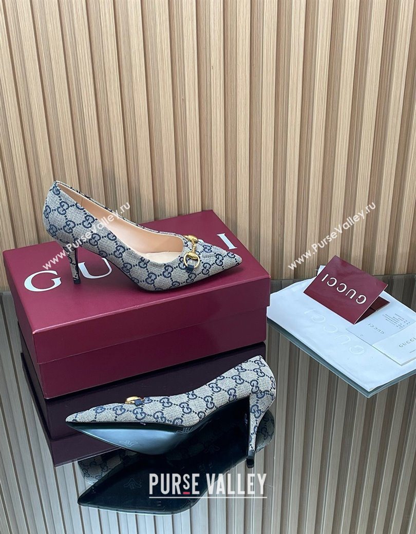 Gucci GG Canvas Pumps 8.5cm with Horsebit Grey 2025 853466 (MD-251218061)