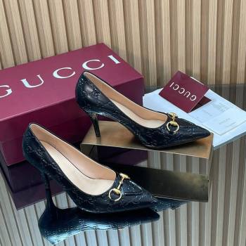 Gucci GG Leather Pumps 8.5cm with Horsebit Black 2025 853466 (MD-251218062)
