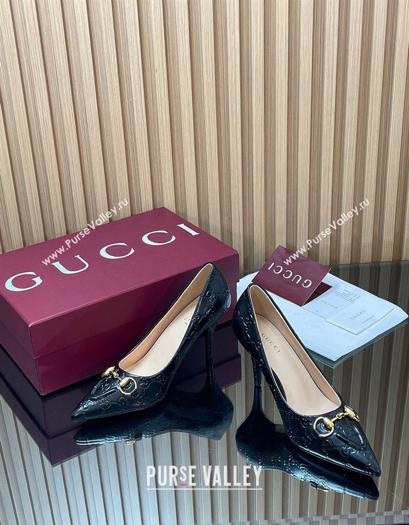 Gucci GG Leather Pumps 8.5cm with Horsebit Black 2025 853466 (MD-251218062)