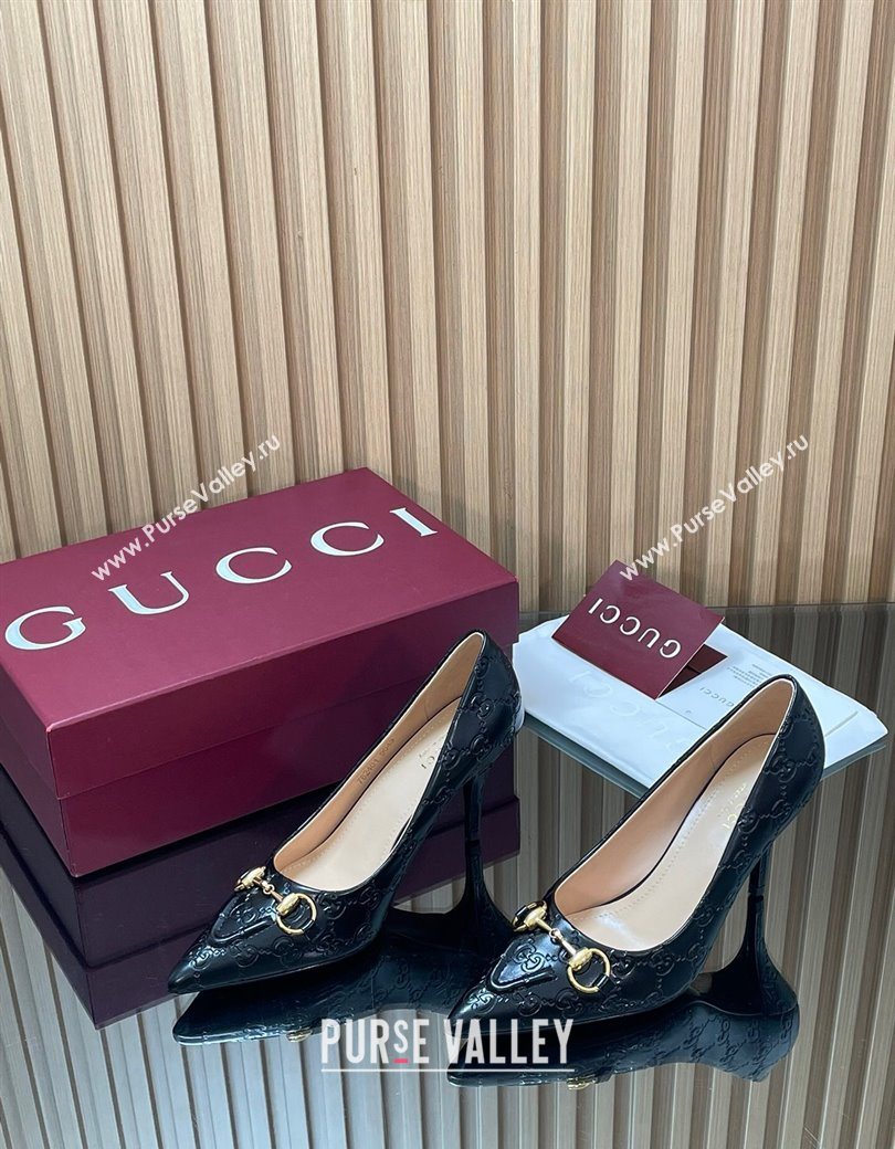 Gucci GG Leather Pumps 8.5cm with Horsebit Black 2025 853466 (MD-251218062)