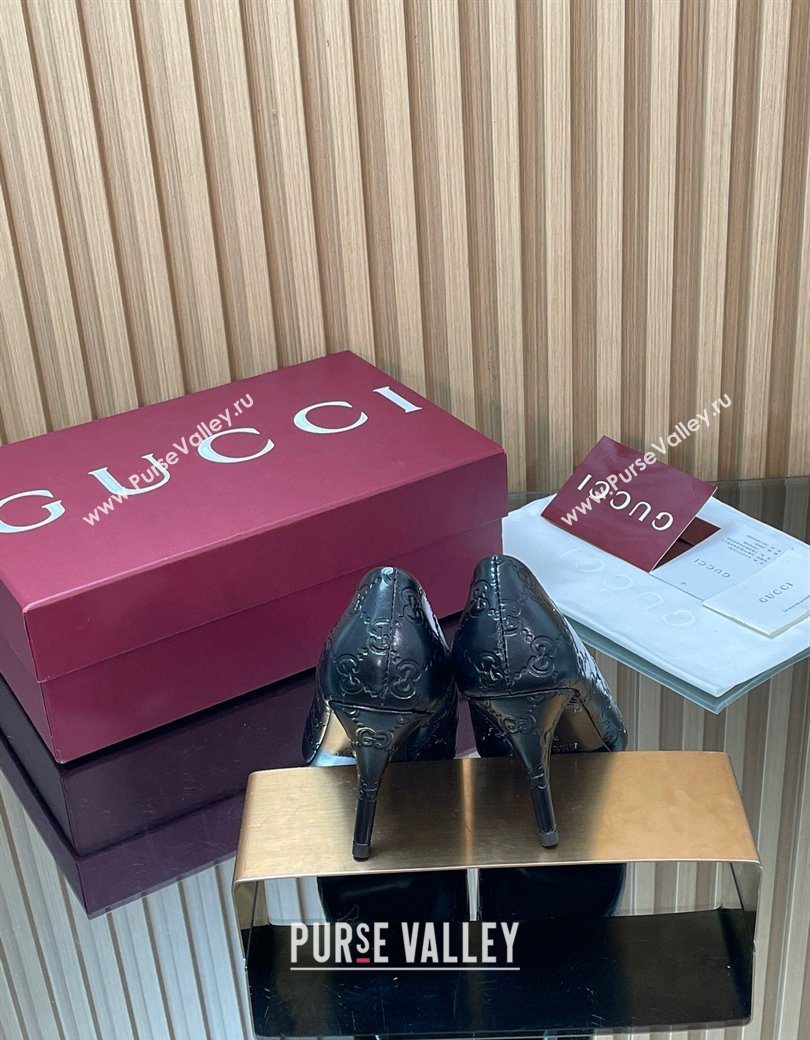 Gucci GG Leather Pumps 8.5cm with Horsebit Black 2025 853466 (MD-251218062)