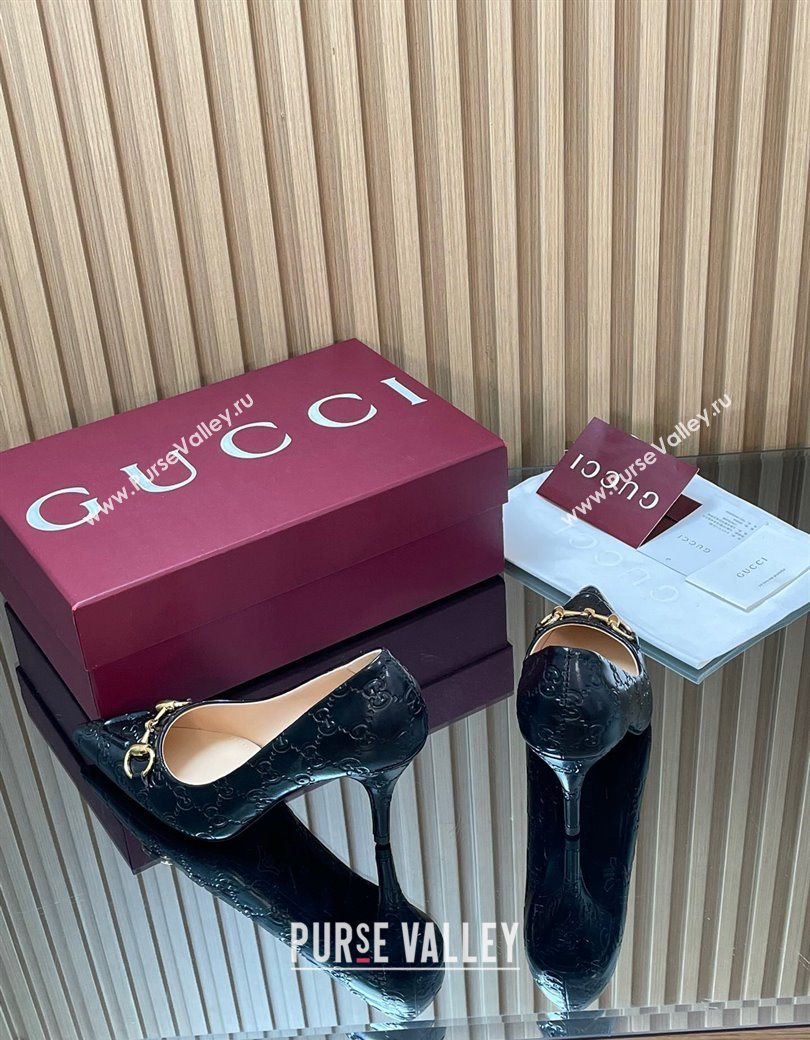 Gucci GG Leather Pumps 8.5cm with Horsebit Black 2025 853466 (MD-251218062)