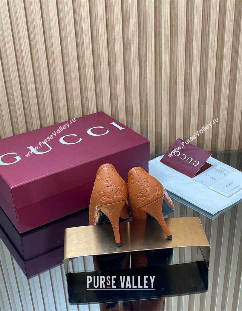 Gucci GG Leather Pumps 8.5cm with Horsebit Brown 2025 853466 (MD-251218065)