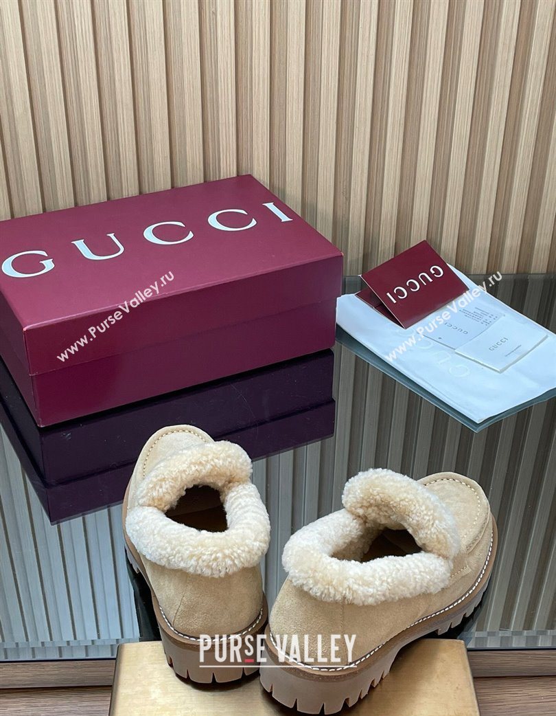 Gucci Wool and Suede Loafers with Horsebit Beige 2025 836060 (MD-251218037)