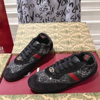 Gucci Shift Sneakers in Suede and GG Strass Black 2025 859221 (SS-251218045)