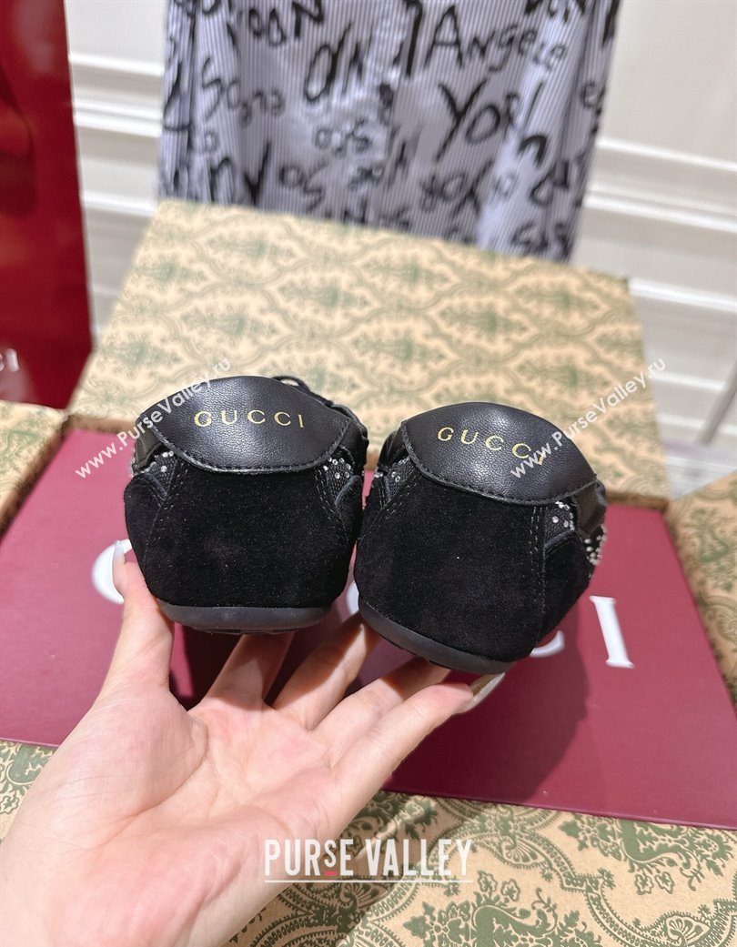 Gucci Shift Sneakers in Suede and GG Strass Black 2025 859221 (SS-251218045)