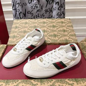 Gucci Shift Sneakers in Suede and GG Canvas White 2025 859221 (SS-251218046)