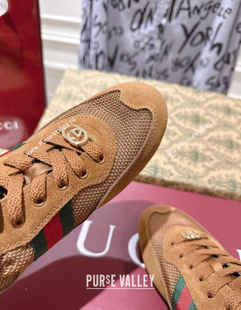 Gucci Shift Sneakers in Suede and Mesh Brown 2025 859221 (SS-251218047)