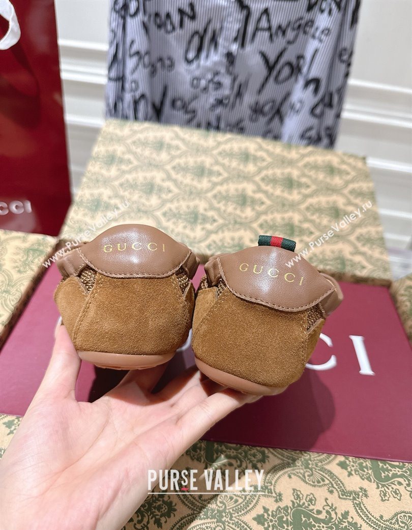 Gucci Shift Sneakers in Suede and Mesh Brown 2025 859221 (SS-251218047)