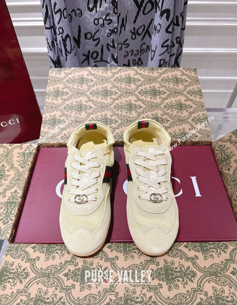Gucci Shift Sneakers in Suede and Mesh Yellow 2025 859221 (SS-251218048)