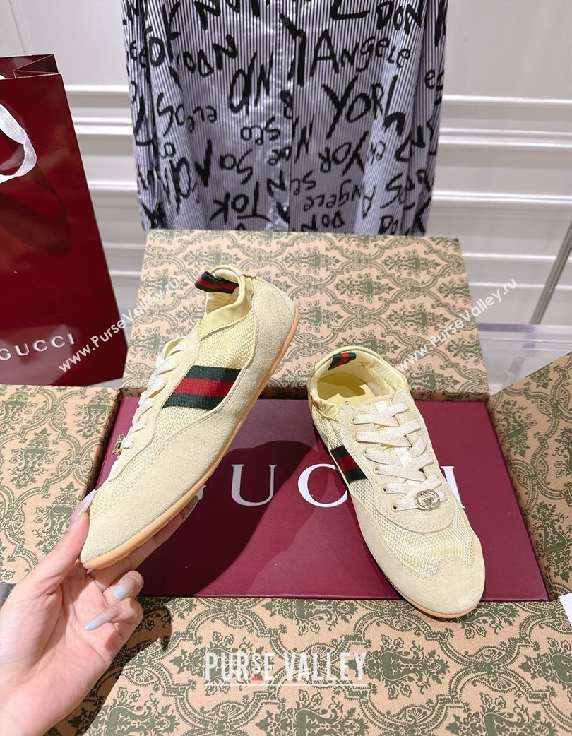 Gucci Shift Sneakers in Suede and Mesh Yellow 2025 859221 (SS-251218048)