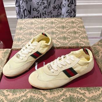 Gucci Shift Sneakers in Suede and Mesh Yellow 2025 859221 (SS-251218048)
