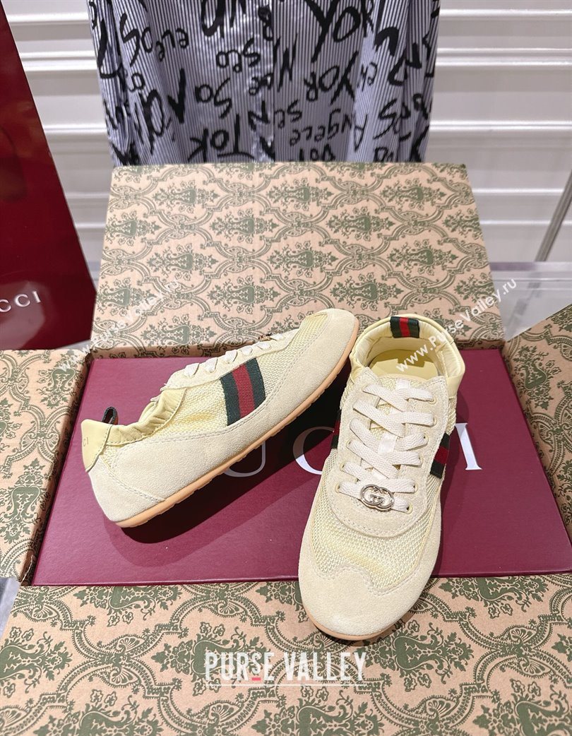 Gucci Shift Sneakers in Suede and Mesh Yellow 2025 859221 (SS-251218048)