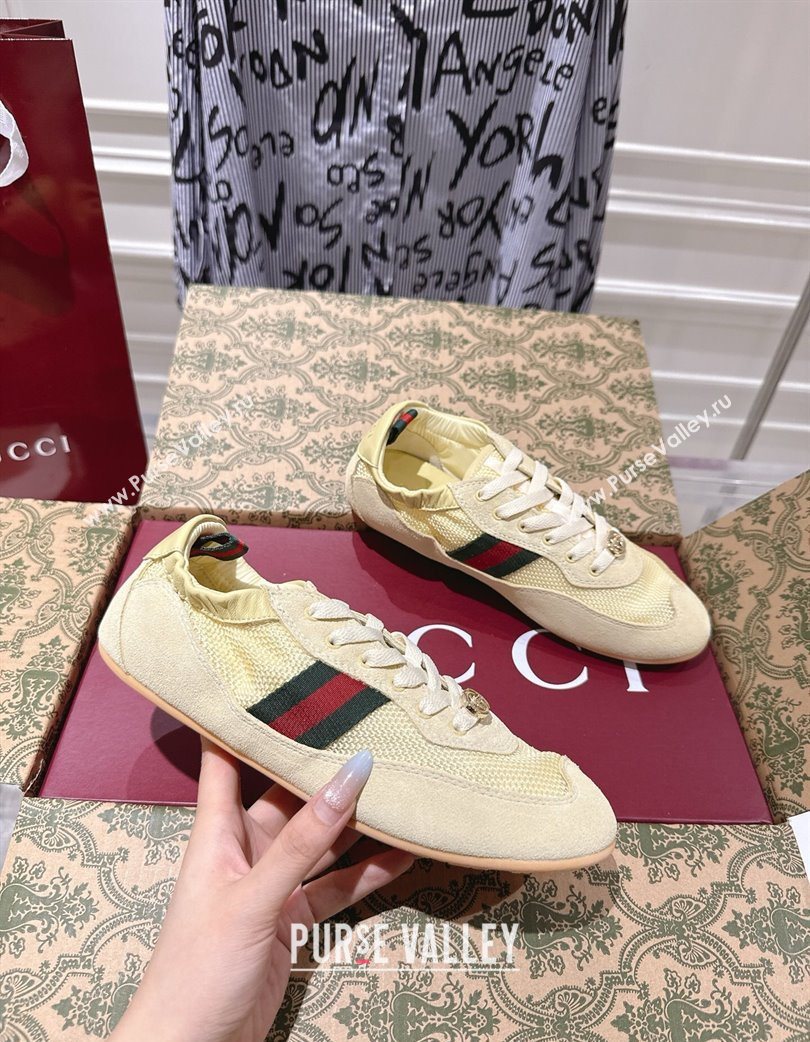 Gucci Shift Sneakers in Suede and Mesh Yellow 2025 859221 (SS-251218048)