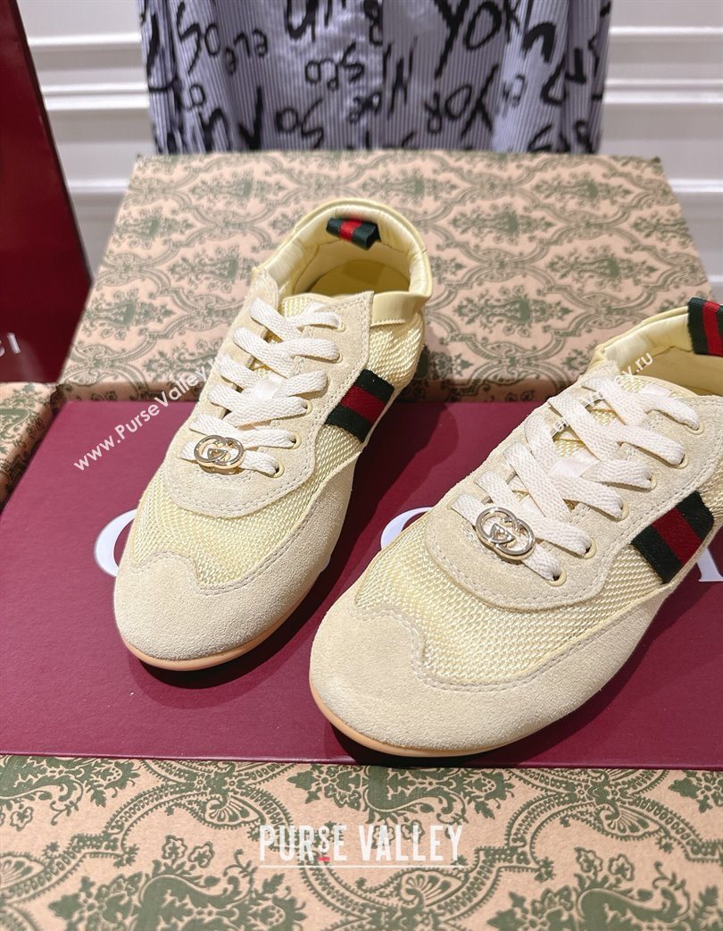 Gucci Shift Sneakers in Suede and Mesh Yellow 2025 859221 (SS-251218048)