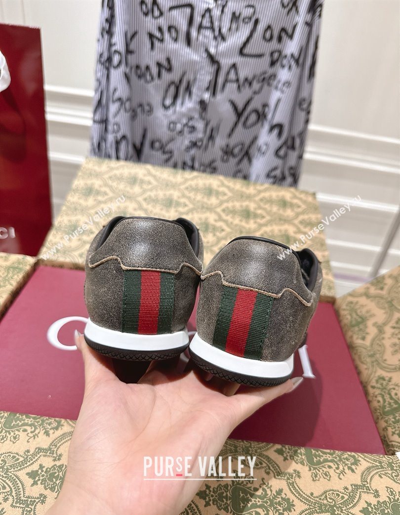 Gucci Shift Sneakers in Washed-Effect Leather Black 2025 857016 (SS-251218049)