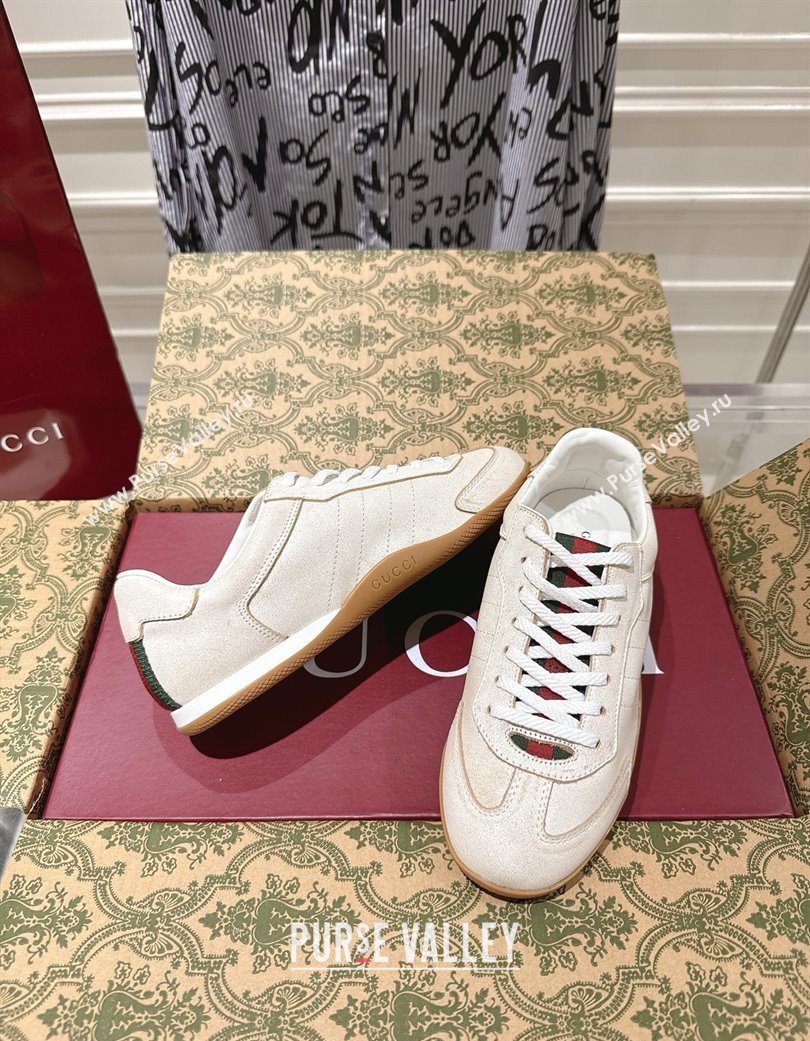 Gucci Shift Sneakers in Washed-Effect Leather White 2025 857016 (SS-251218050)