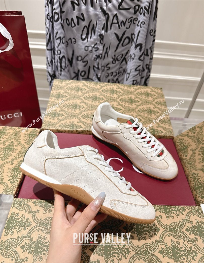 Gucci Shift Sneakers in Washed-Effect Leather White 2025 857016 (SS-251218050)