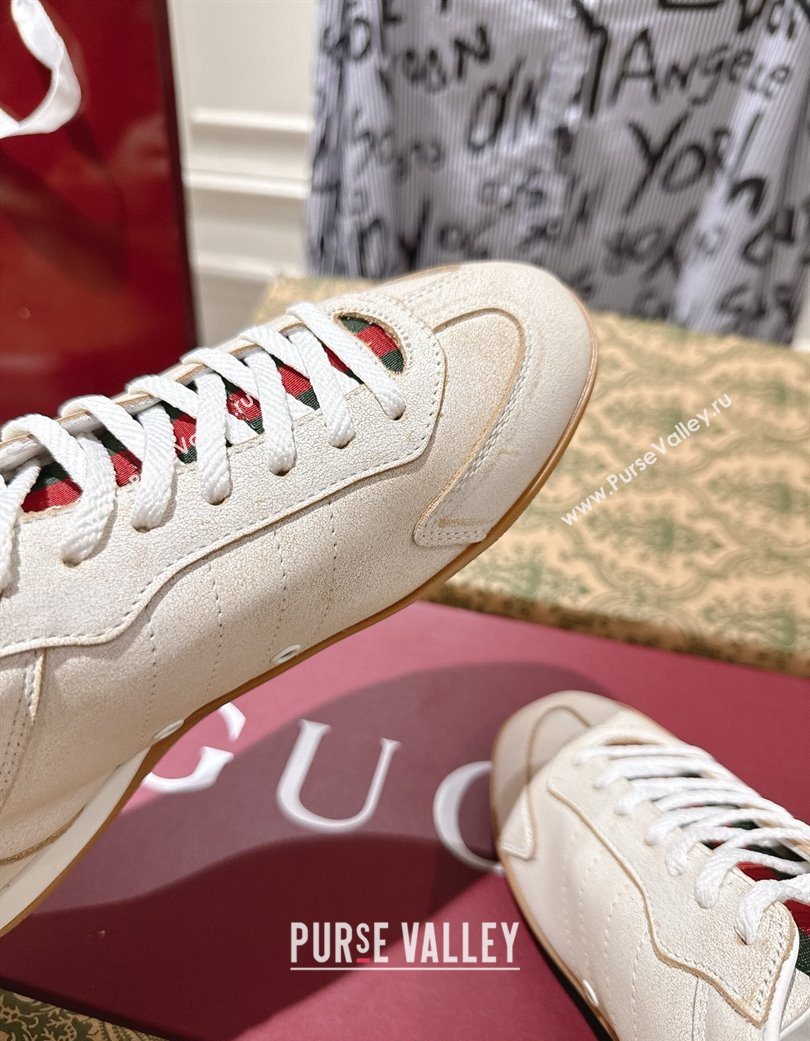 Gucci Shift Sneakers in Washed-Effect Leather White 2025 857016 (SS-251218050)