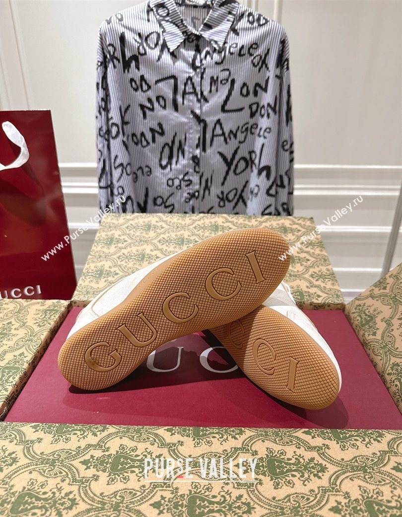 Gucci Shift Sneakers in Washed-Effect Leather White 2025 857016 (SS-251218050)