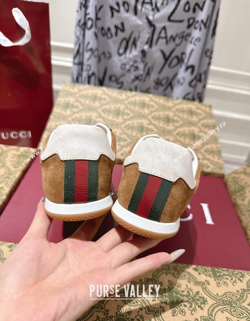 Gucci Shift Sneakers in GG Canvas and Suede Beige/Brown 2025 857016 (SS-251218053)