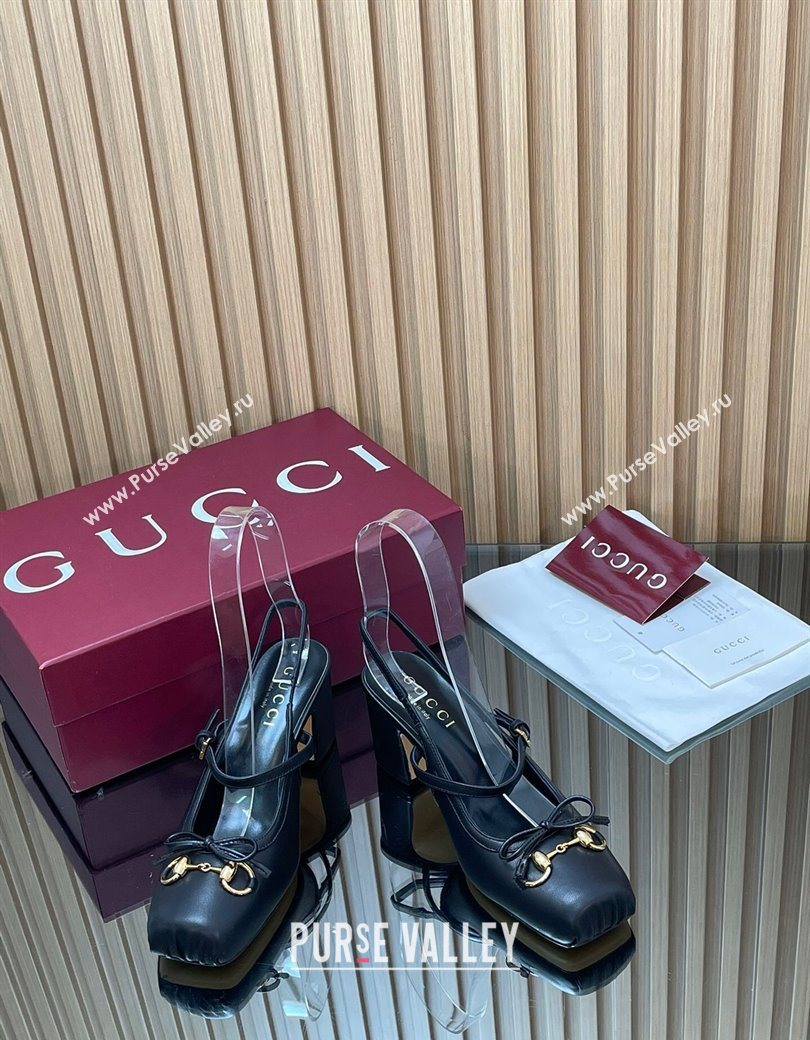 Gucci Horsebit Slingback Pumps 6.5cm in Calf Leather Black 2025 850327 (SS-251218018)