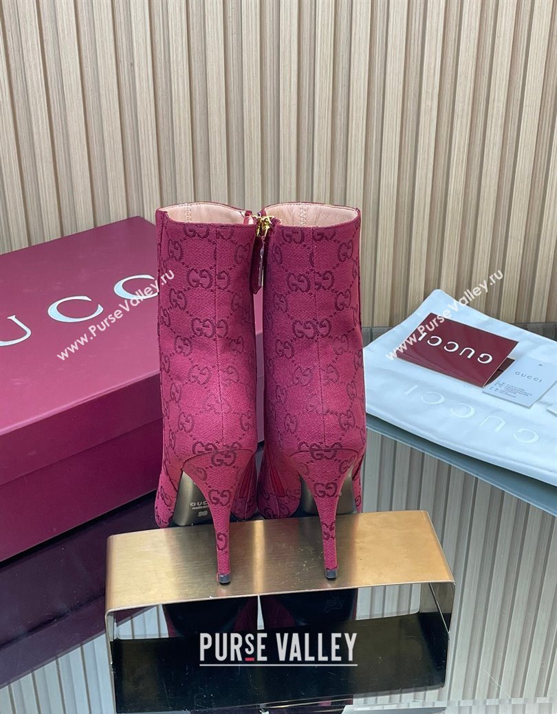 Gucci GG Canvas Heel Ankle Boots 10cm with Horsebit Red 2025 835741 (MD-251217115)