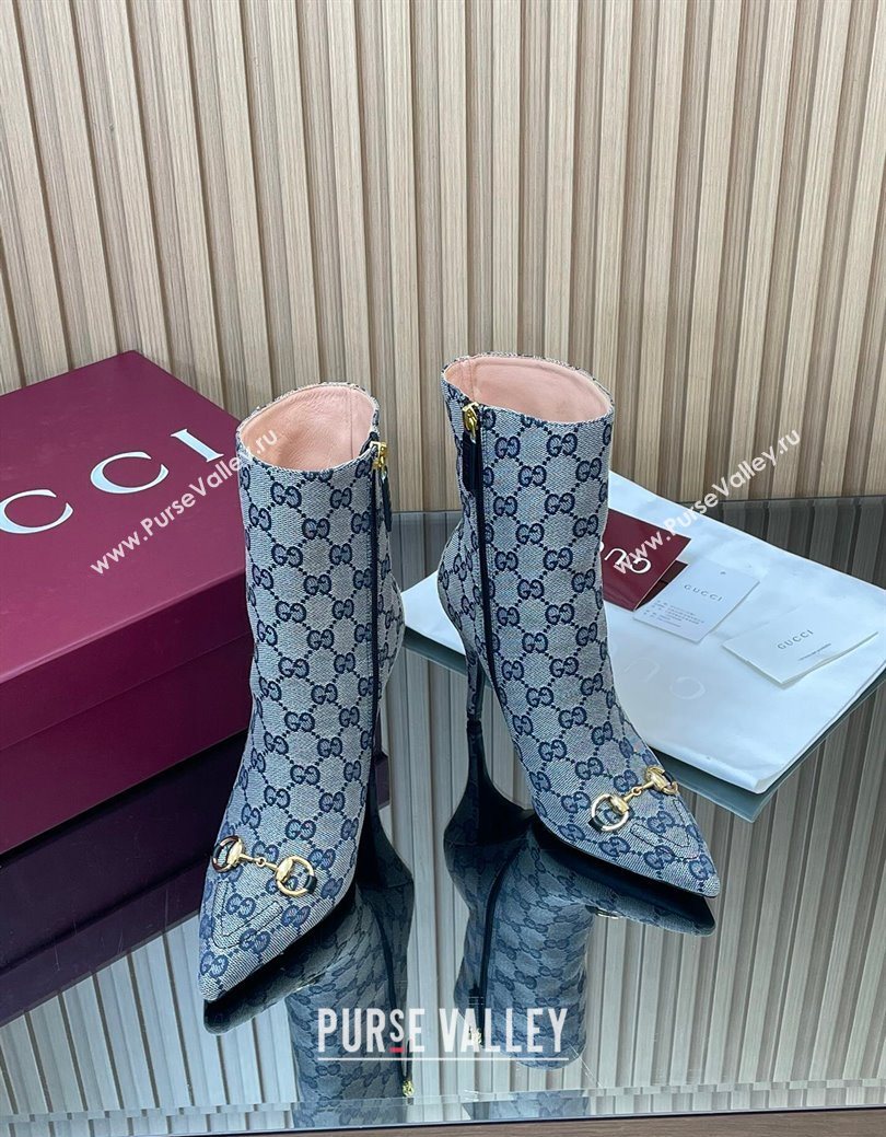 Gucci GG Canvas Heel Ankle Boots 10cm with Horsebit Grey 2025 835741 (MD-251217116)
