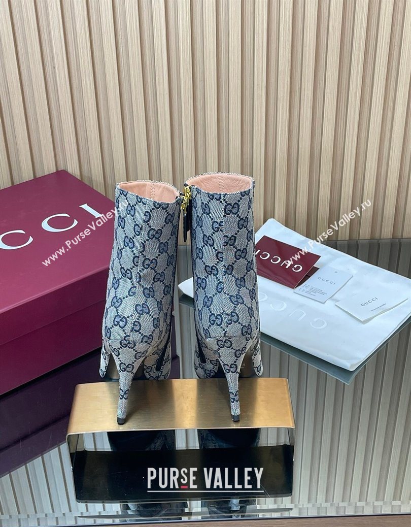 Gucci GG Canvas Heel Ankle Boots 10cm with Horsebit Grey 2025 835741 (MD-251217116)