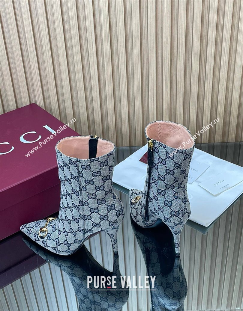 Gucci GG Canvas Heel Ankle Boots 10cm with Horsebit Grey 2025 835741 (MD-251217116)