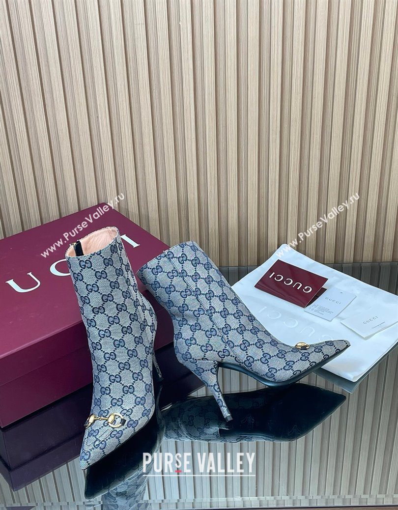 Gucci GG Canvas Heel Ankle Boots 10cm with Horsebit Grey 2025 835741 (MD-251217116)