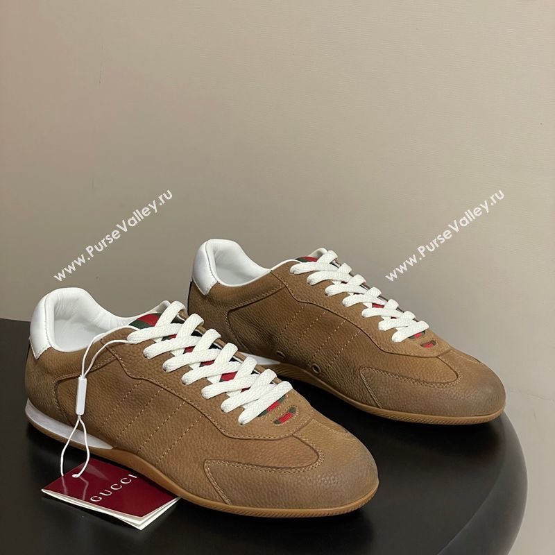 Gucci Shift Sneakers in Grained Nubuck Leather Brown 2025 857016 (MD-251218054)