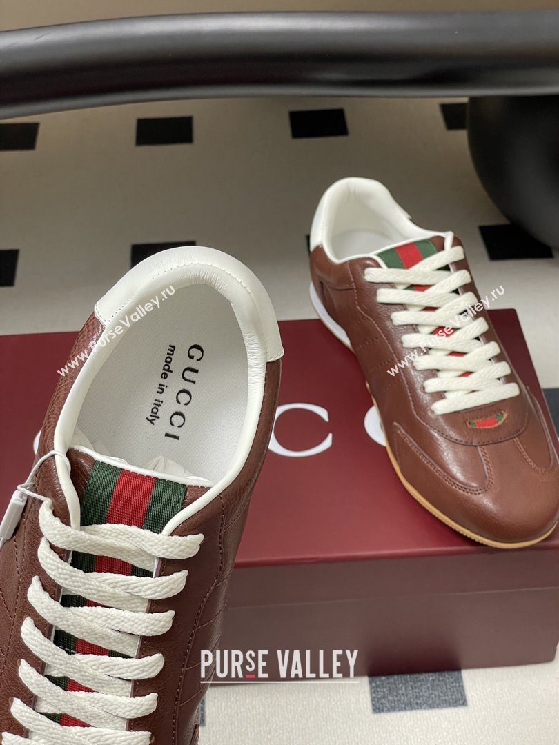 Gucci Shift Sneakers in Calf Leather Deep Brown 2025 857016 (MD-251218056)