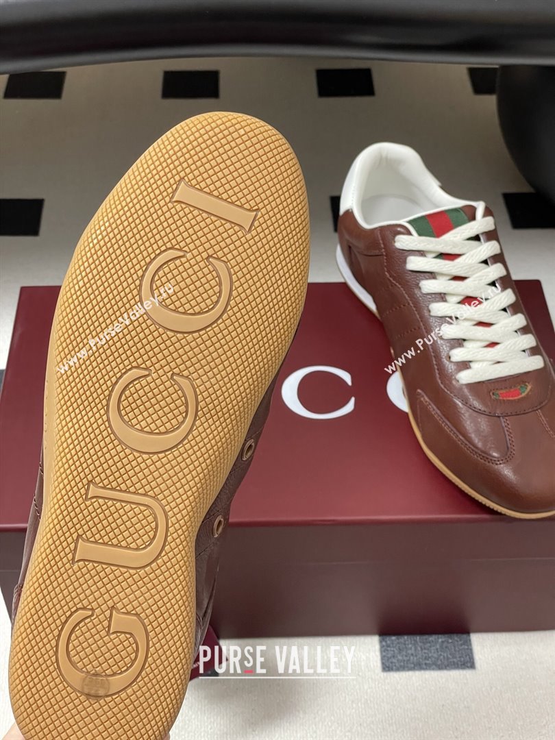 Gucci Shift Sneakers in Calf Leather Deep Brown 2025 857016 (MD-251218056)