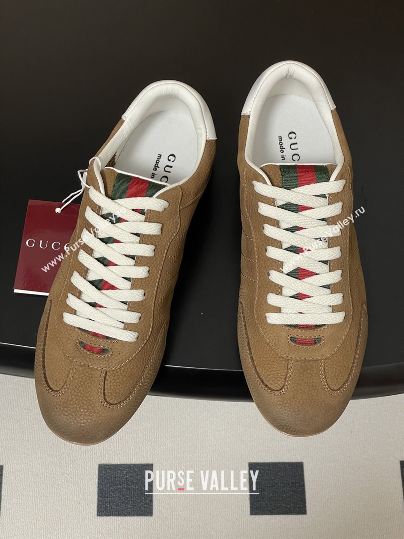 Gucci Shift Sneakers in Grained Nubuck Leather Brown 2025 857016 (MD-251218054)