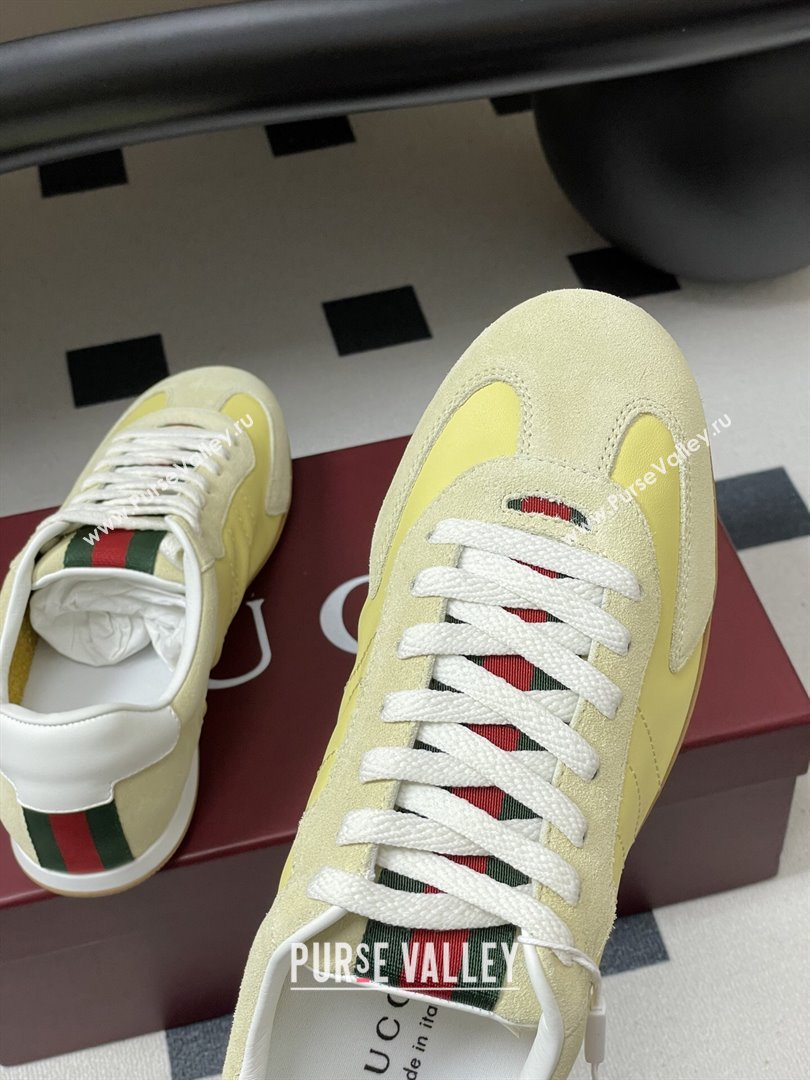 Gucci Shift Sneakers in Suede and Leather Yellow 2025 857016 (MD-251218057)