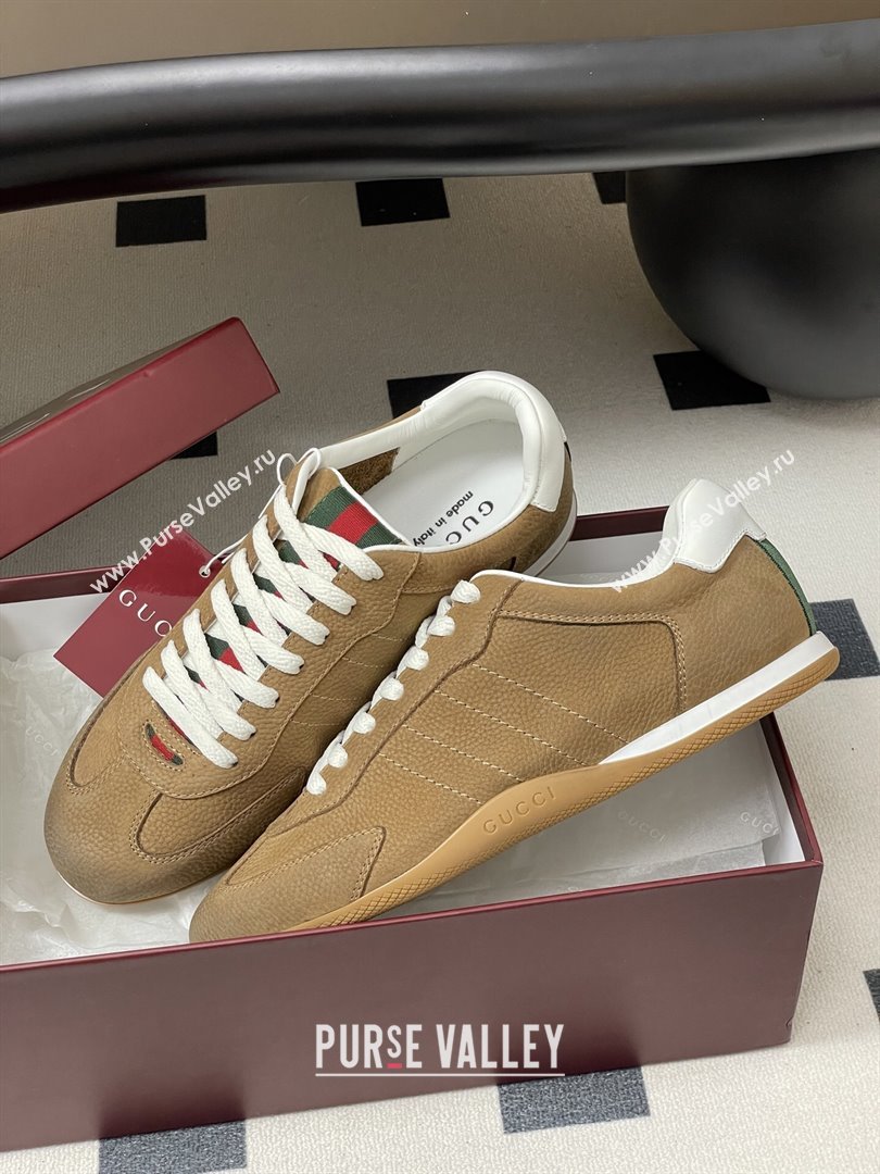Gucci Shift Sneakers in Grained Nubuck Leather Brown 2025 857016 (MD-251218054)
