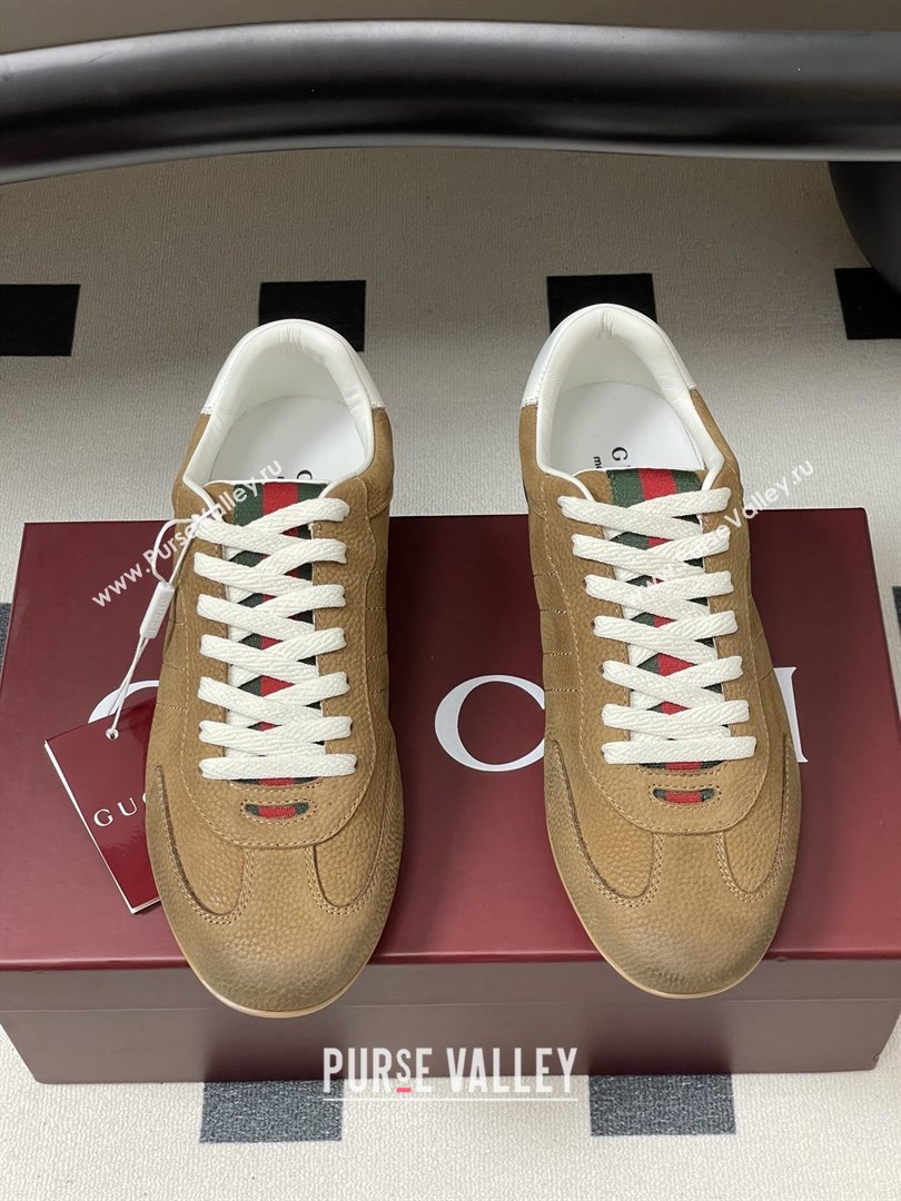 Gucci Shift Sneakers in Grained Nubuck Leather Brown 2025 857016 (MD-251218054)