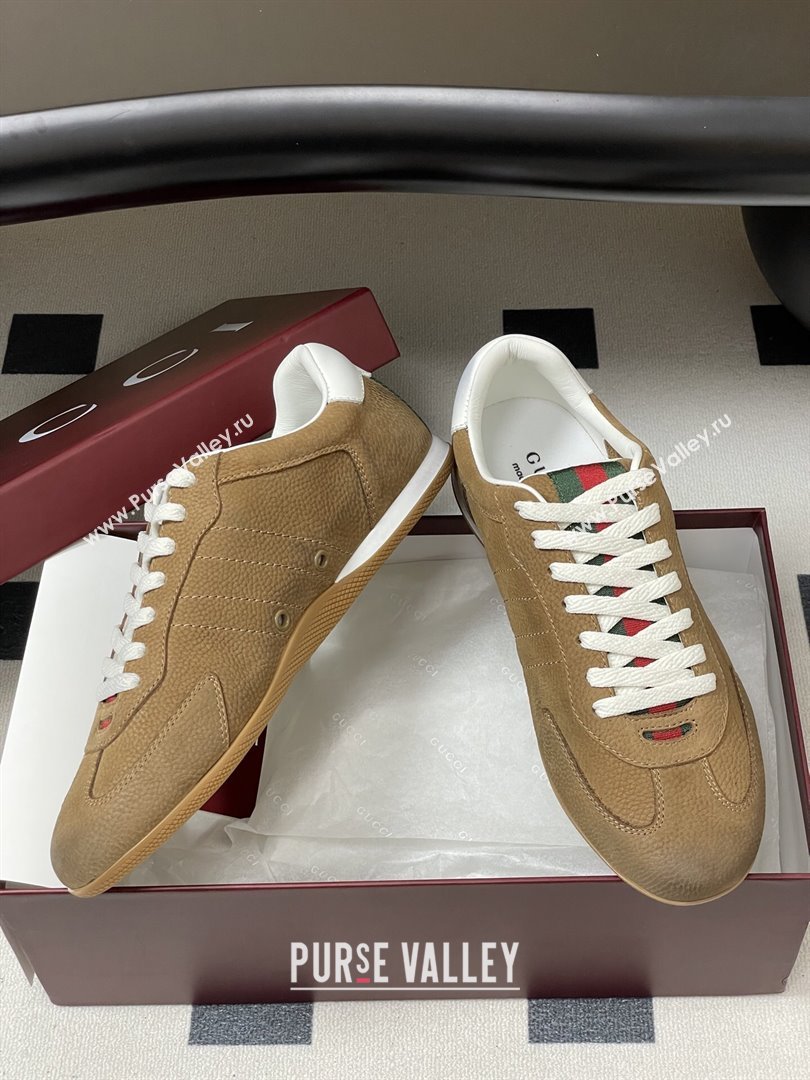 Gucci Shift Sneakers in Grained Nubuck Leather Brown 2025 857016 (MD-251218054)