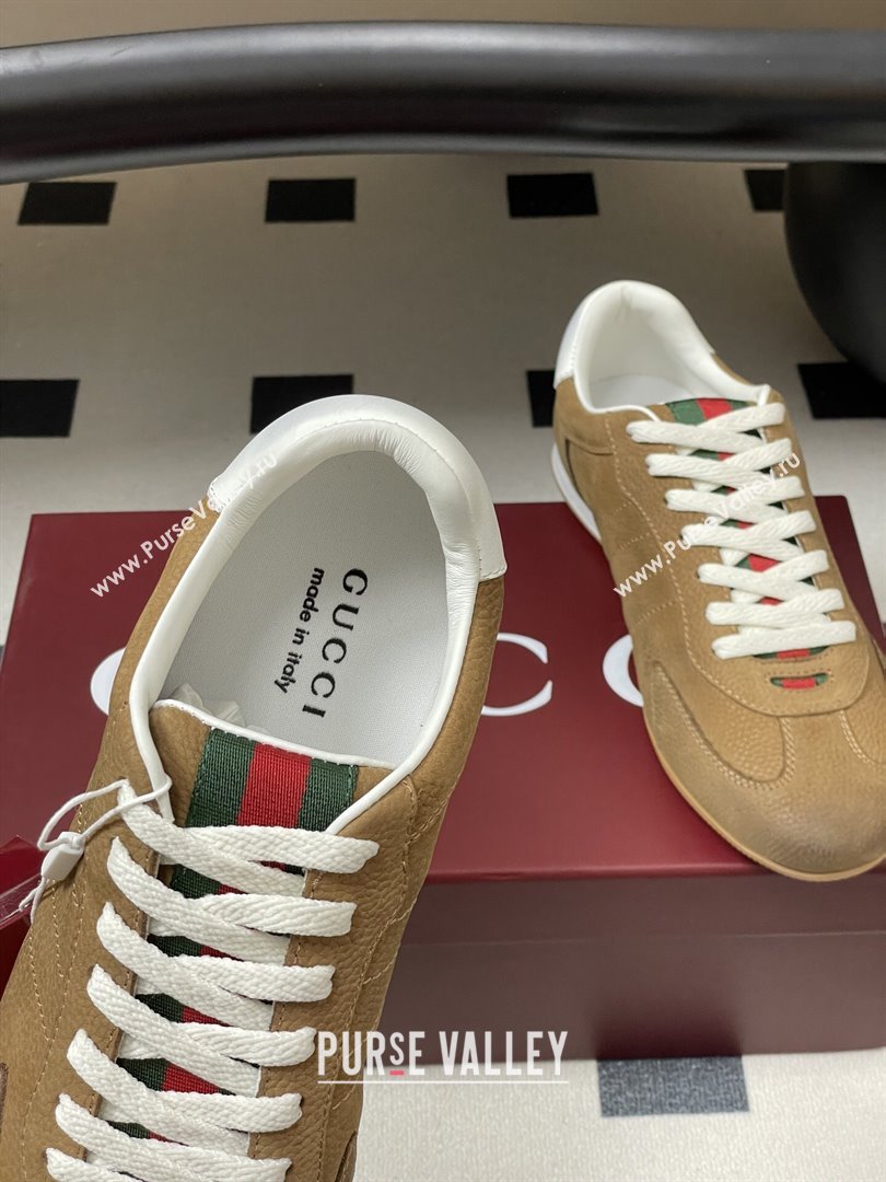 Gucci Shift Sneakers in Grained Nubuck Leather Brown 2025 857016 (MD-251218054)