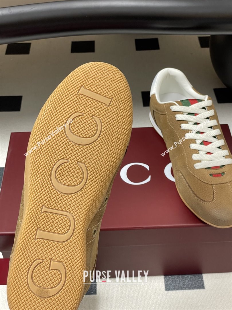 Gucci Shift Sneakers in Grained Nubuck Leather Brown 2025 857016 (MD-251218054)