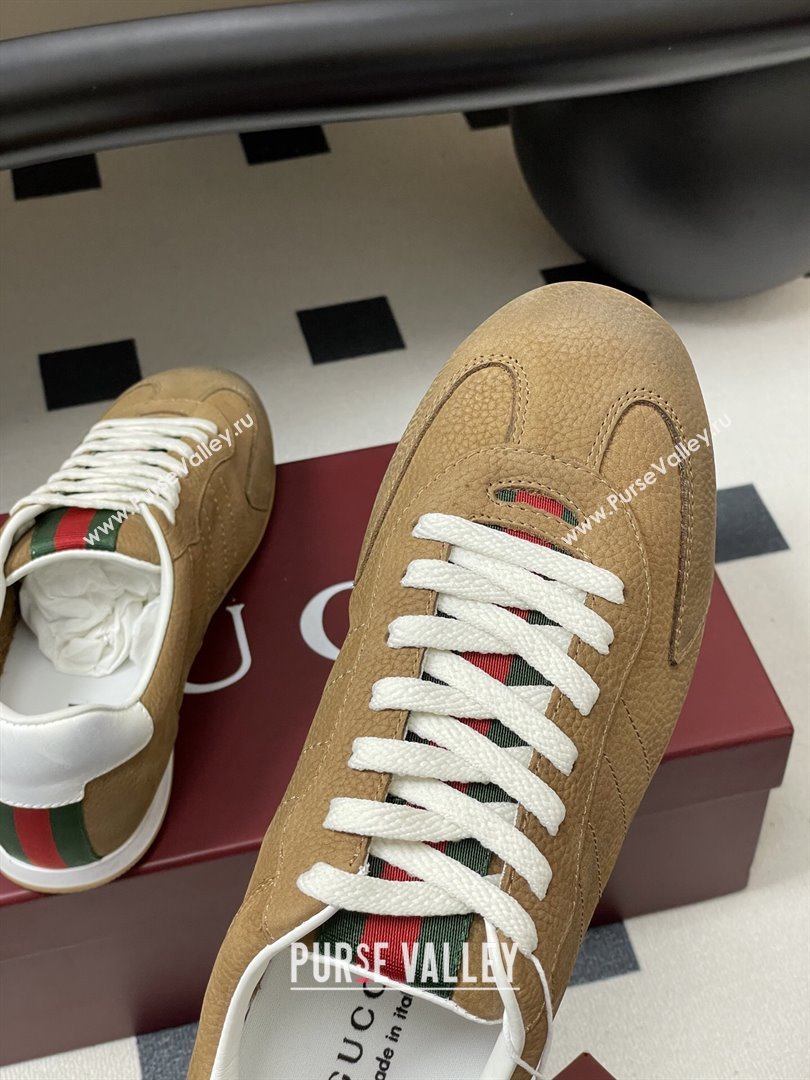 Gucci Shift Sneakers in Grained Nubuck Leather Brown 2025 857016 (MD-251218054)