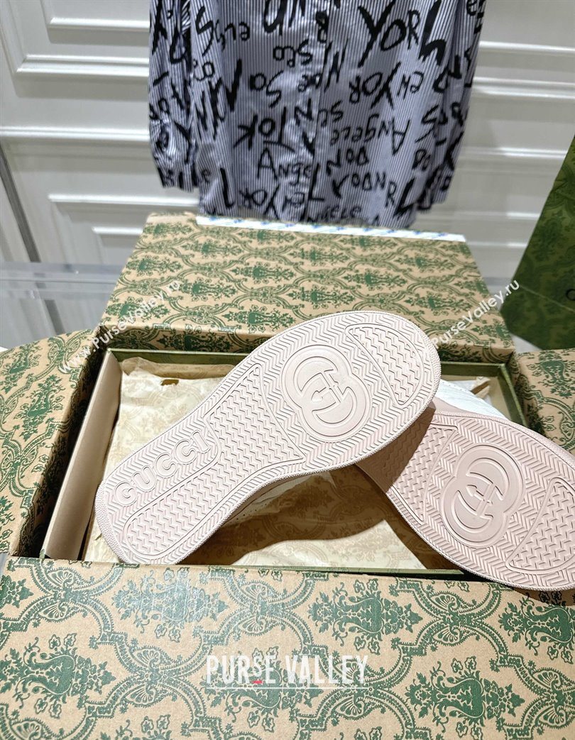 Gucci Calf Leather Platform Sneakers 4cm White/Nude 2025 676092 (MD-251219011)