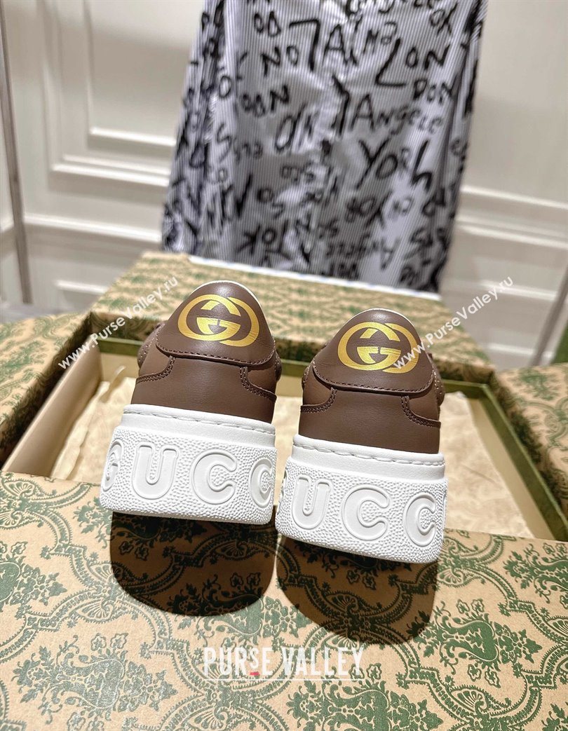 Gucci Mens GG Canvas and Leather Platform Sneakers 4cm Beige/Brown 2025 676092 (MD-251219012)