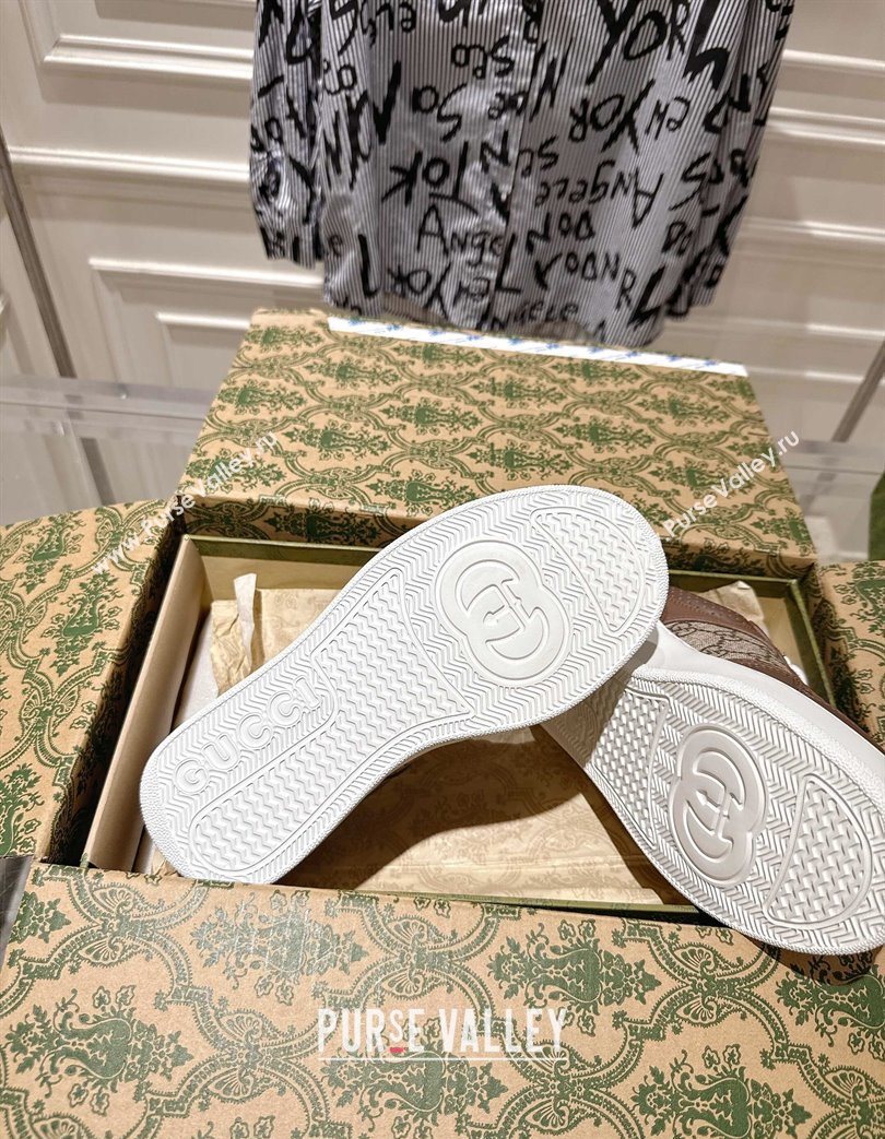 Gucci Mens GG Canvas and Leather Platform Sneakers 4cm Beige/Brown 2025 676092 (MD-251219012)