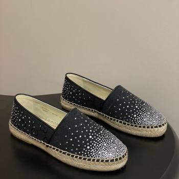 Gucci GG Canvas and Strass Flat Espadrilles Black 2025 GG121805 (MD-251219002)